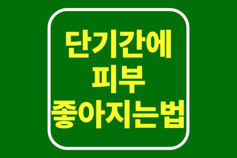 단기간에 피부좋아지는법